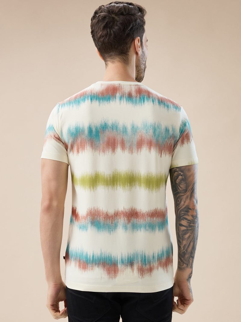 Status Quo Men'S Round Neck Half Sleeve Regular Fit Abstract Gradient Stripe T-Shirt