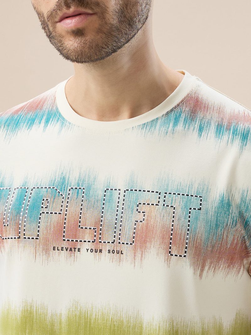 Status Quo Men'S Round Neck Half Sleeve Regular Fit Abstract Gradient Stripe T-Shirt