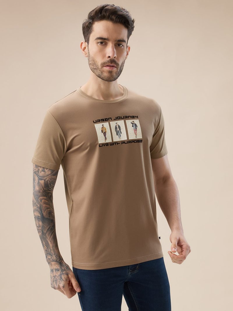 Status Quo Men'S Chest Rubberized Graphic Print Round Neck Half Sleeve Regular Fit T-Shirt