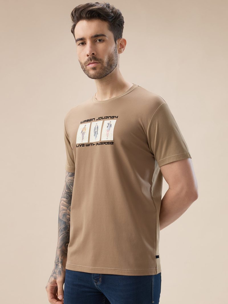 Status Quo Men'S Chest Rubberized Graphic Print Round Neck Half Sleeve Regular Fit T-Shirt