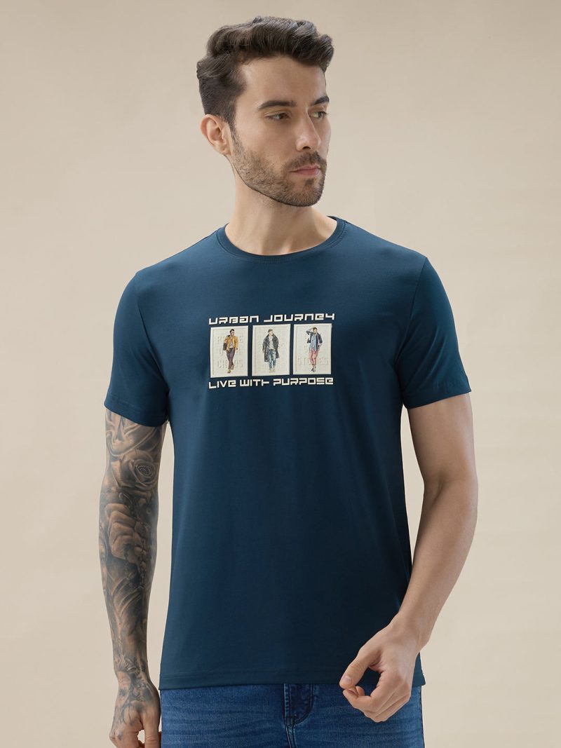 Status Quo Men'S Chest Rubberized Graphic Print Round Neck Half Sleeve Regular Fit T-Shirt