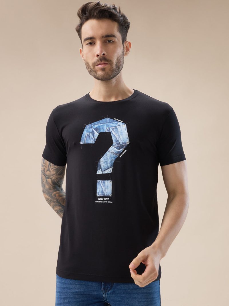 Status Quo Men'S Chest Typography Print Round Neck Half Sleeves T-Shirt