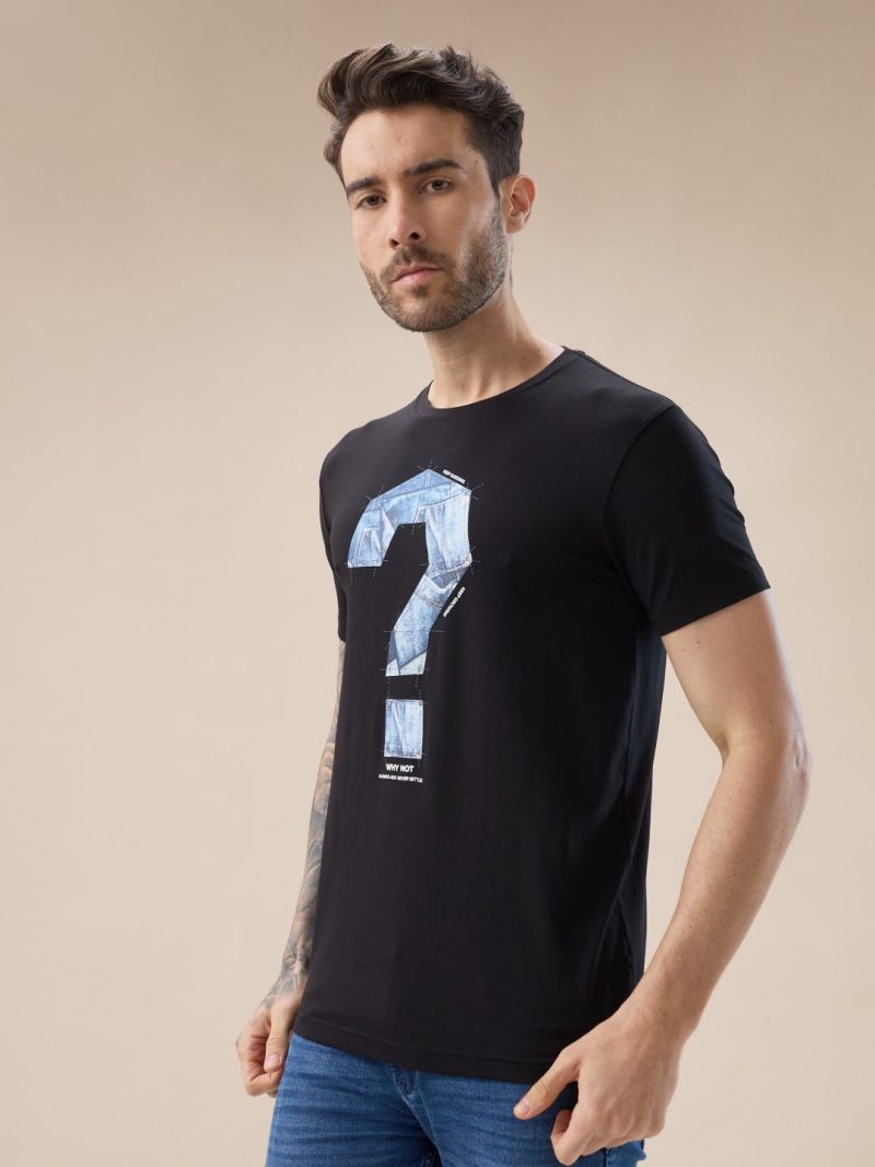 Status Quo Men'S Chest Typography Print Round Neck Half Sleeves T-Shirt