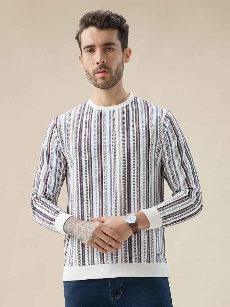 Status Quo Men'S Striped Regular Fit Full Sleeve Round Neck T-Shirt