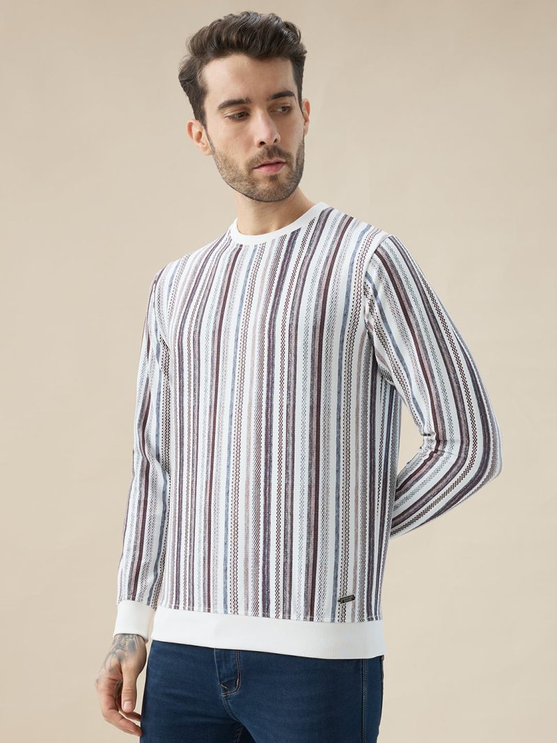 Status Quo Men'S Striped Regular Fit Full Sleeve Round Neck T-Shirt