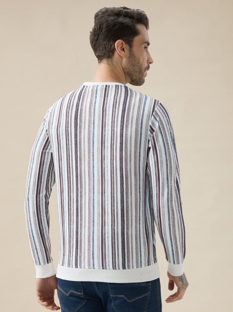 Status Quo Men'S Striped Regular Fit Full Sleeve Round Neck T-Shirt