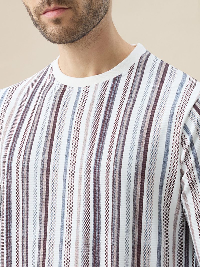 Status Quo Men'S Striped Regular Fit Full Sleeve Round Neck T-Shirt