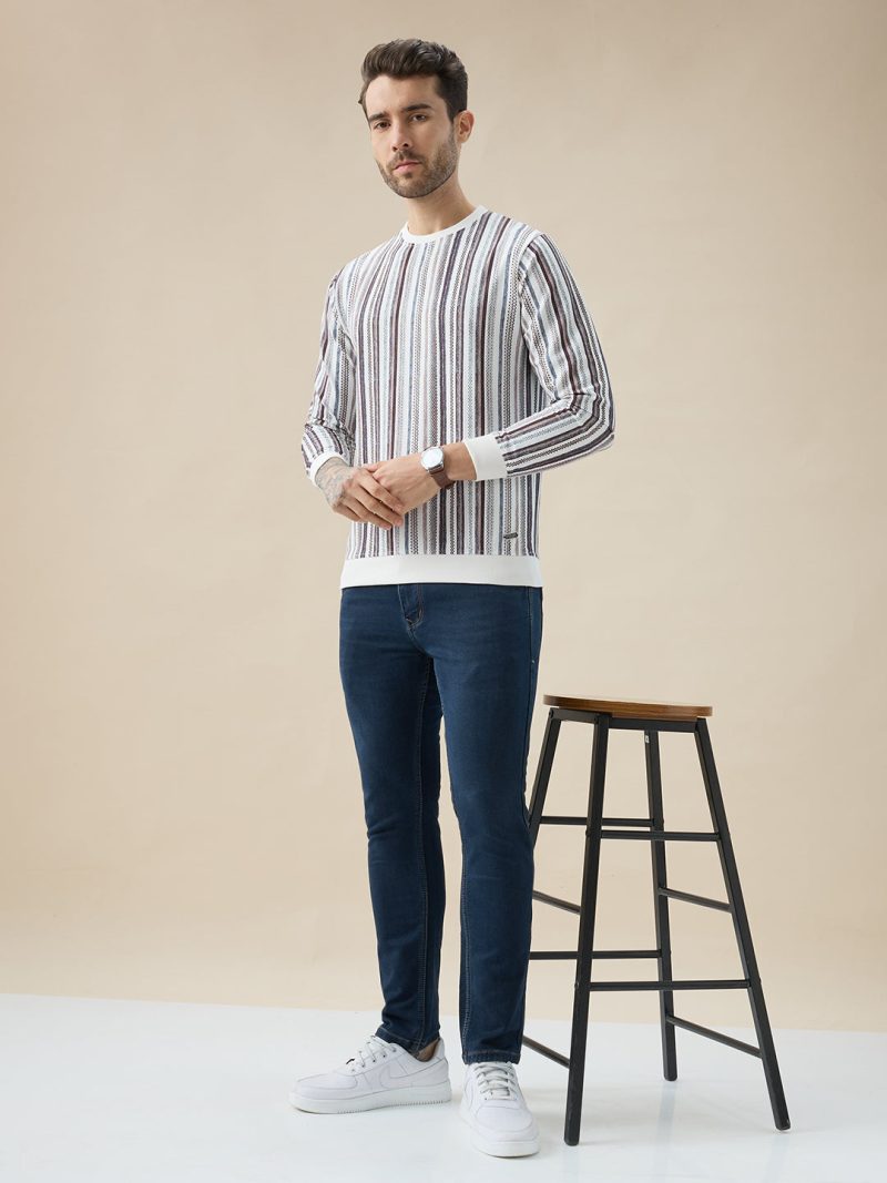 Status Quo Men'S Striped Regular Fit Full Sleeve Round Neck T-Shirt