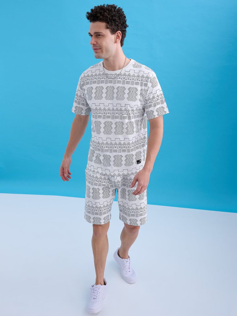 Status Quo Printed Round Neck Regular Fit Coordset With Drawstring