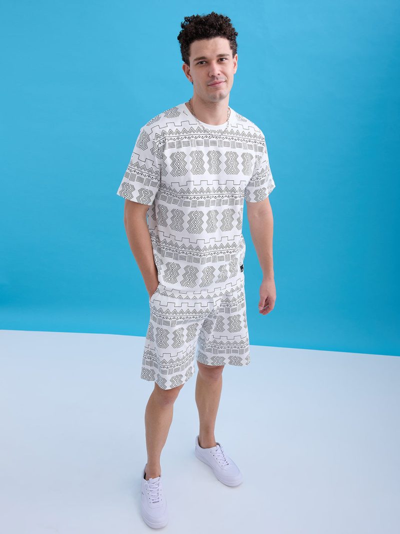 Status Quo Printed Round Neck Regular Fit Coordset With Drawstring