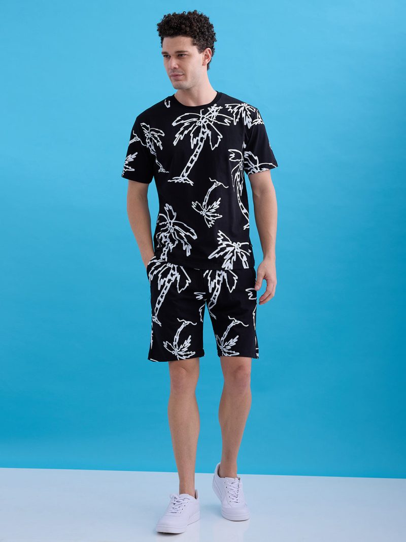 Status Quo Printed Round Neck Regular Fit Coordset With Drawstring