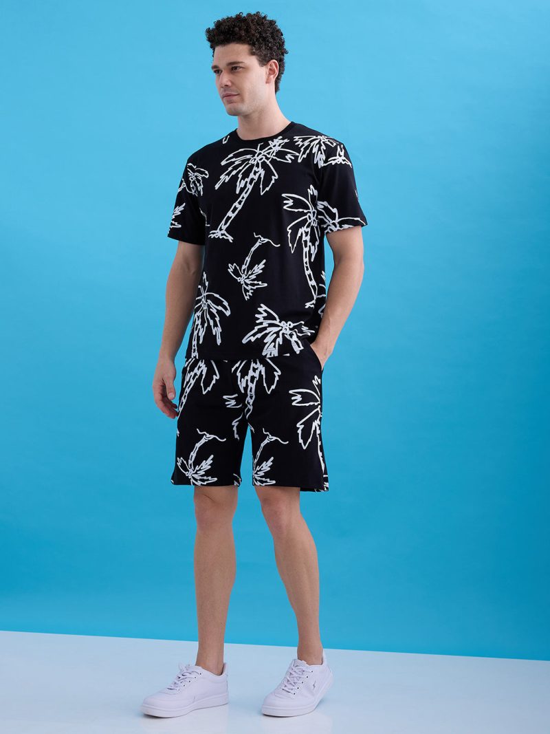 Status Quo Printed Round Neck Regular Fit Coordset With Drawstring