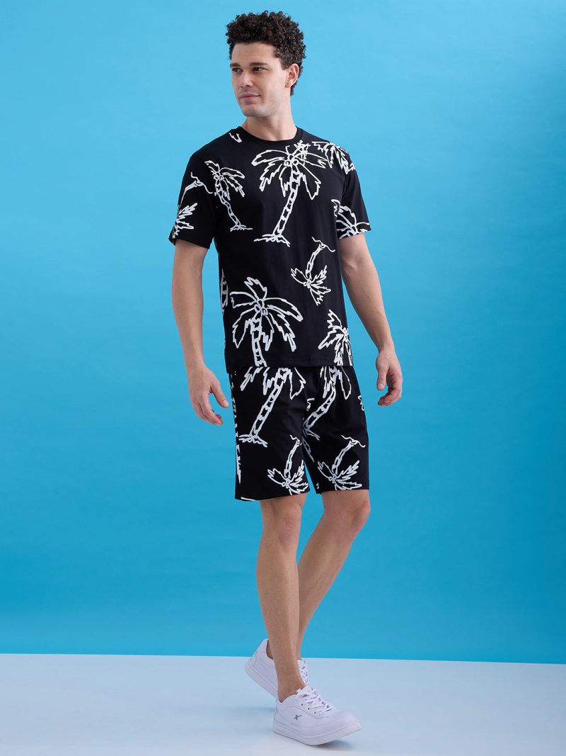 Status Quo Printed Round Neck Regular Fit Coordset With Drawstring