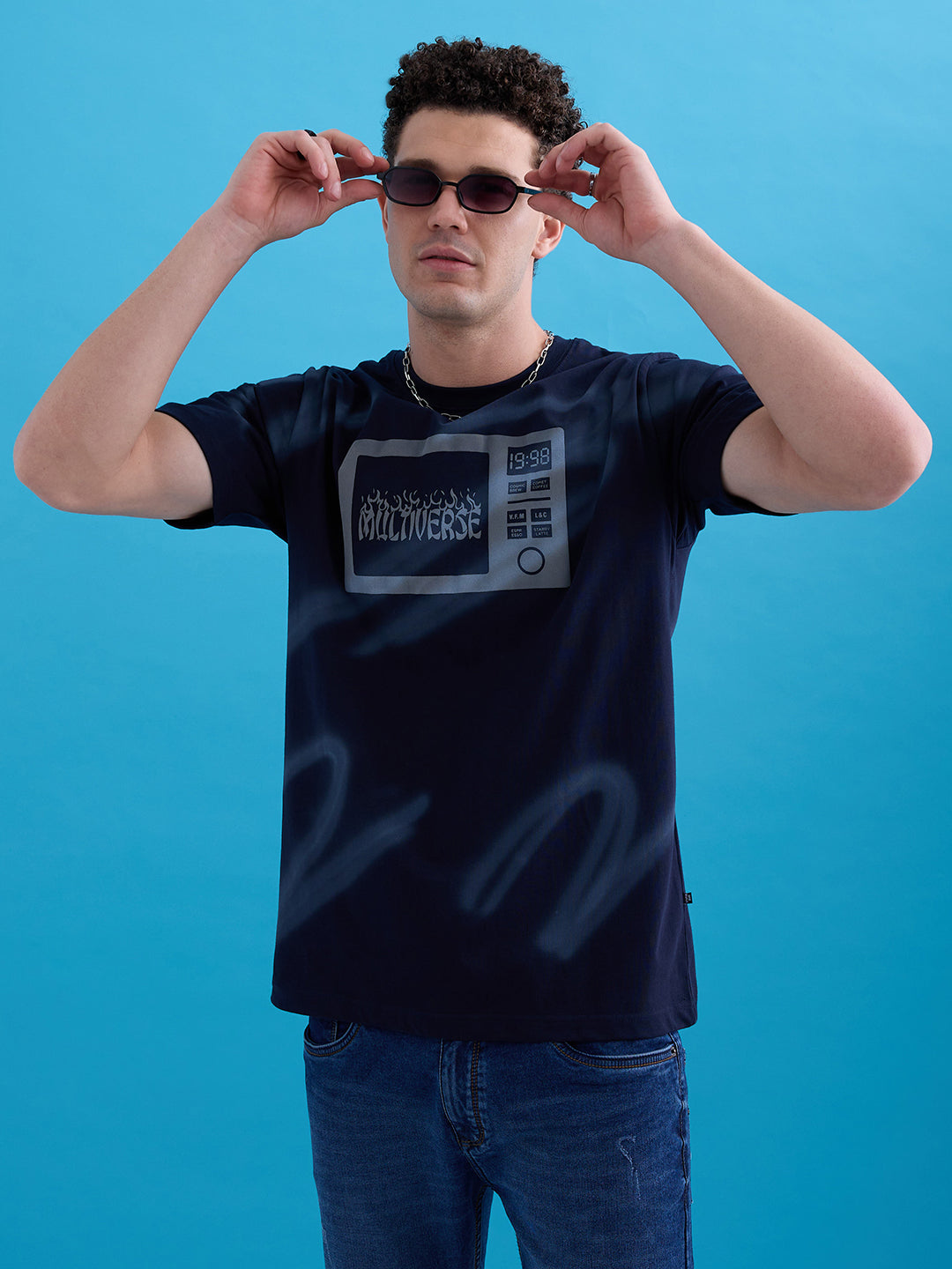 Status Quo Men'S Printed Round Neck Half Sleeves Oversized Tshirt