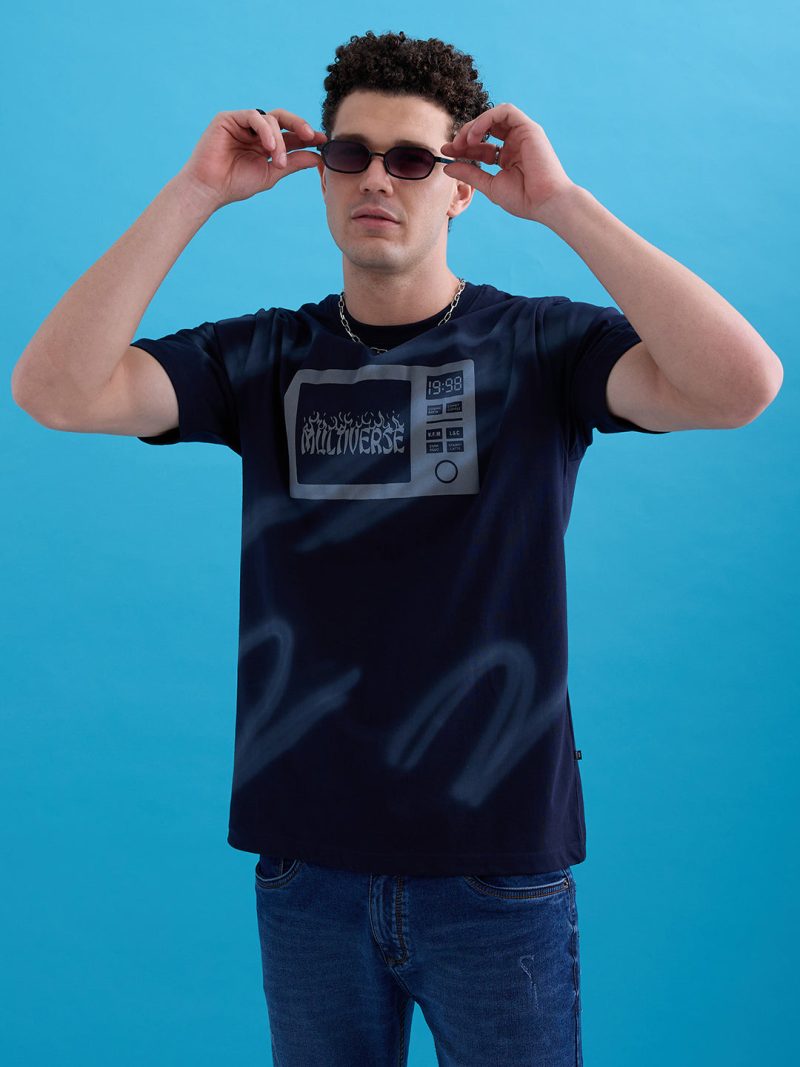 Status Quo Men'S Printed Round Neck Half Sleeves Oversized Tshirt