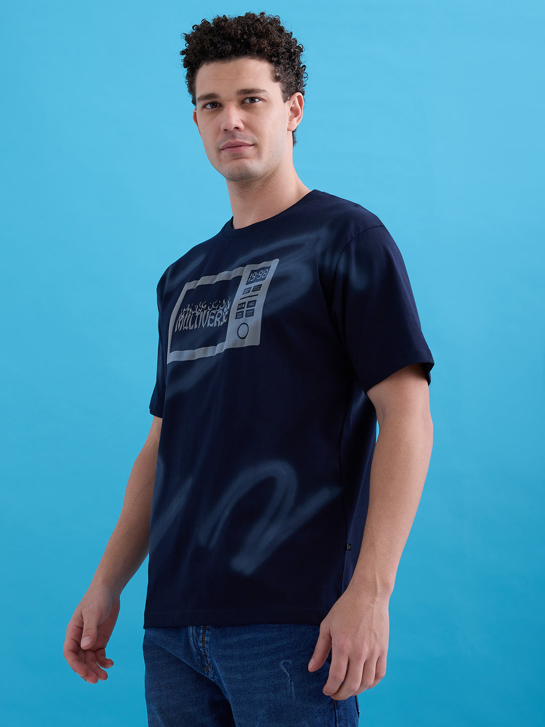 Status Quo Men'S Printed Round Neck Half Sleeves Oversized Tshirt