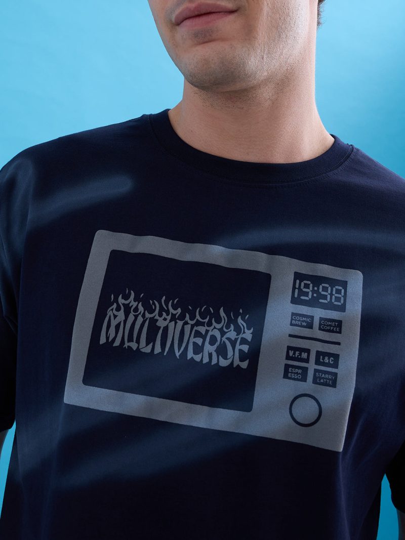 Status Quo Men'S Printed Round Neck Half Sleeves Oversized Tshirt