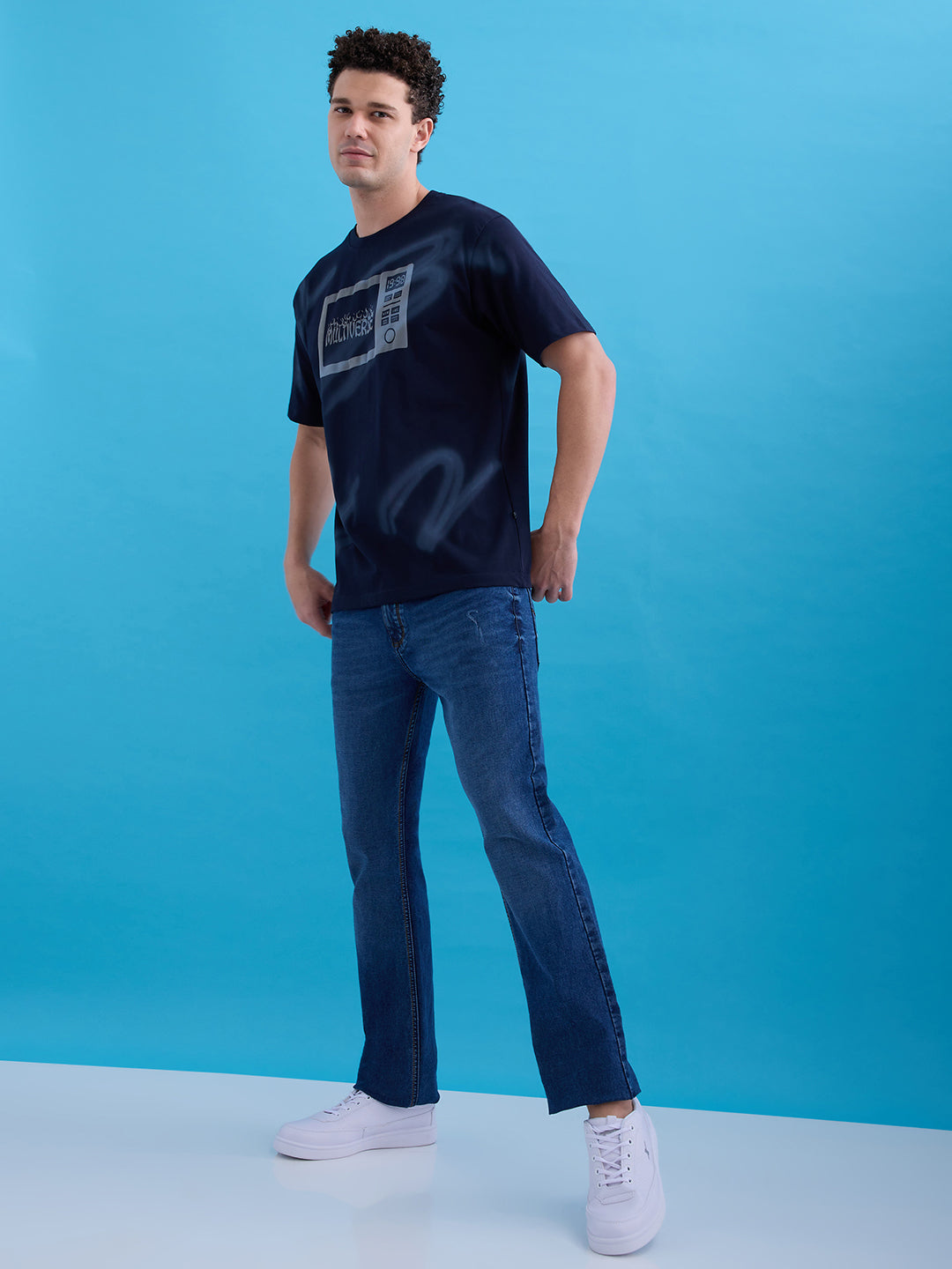 Status Quo Men'S Printed Round Neck Half Sleeves Oversized Tshirt