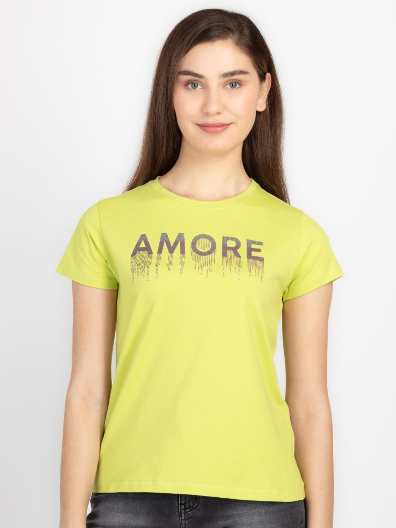 Womens Printed Round Neck T-Shirt