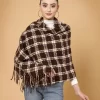 Women Checked Stole With Tasselled Border