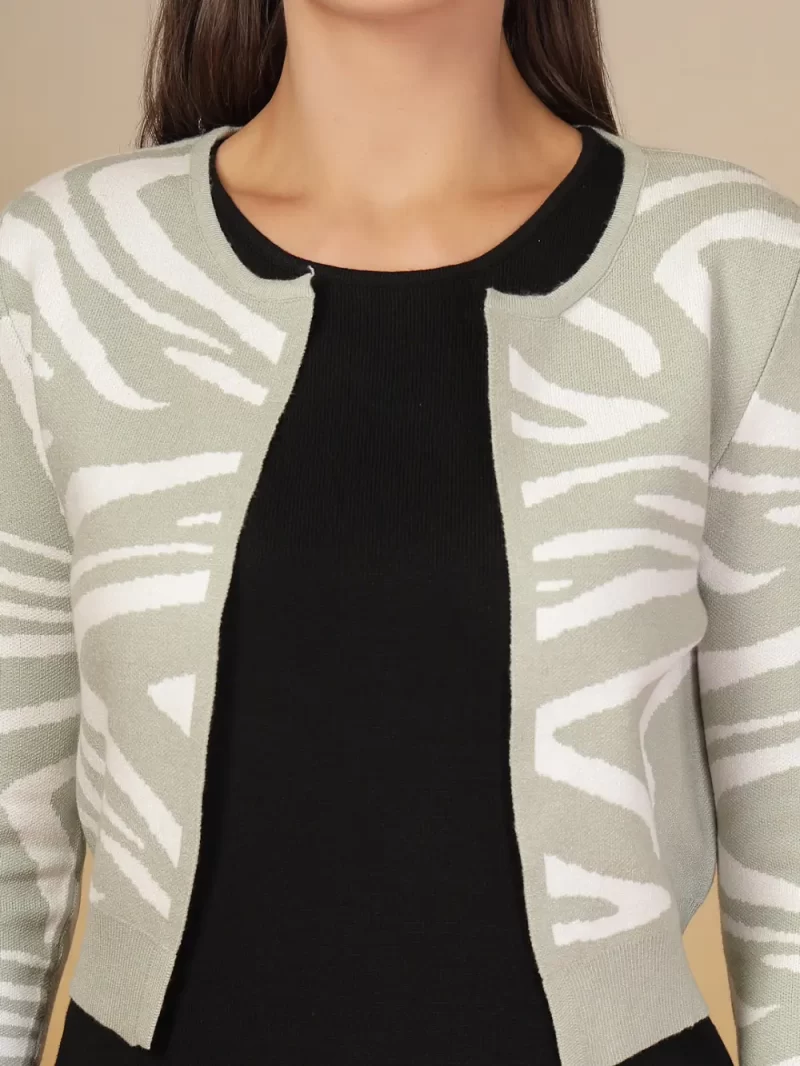 Abstract Printed Shoulder Straps Crop Top With Shrug