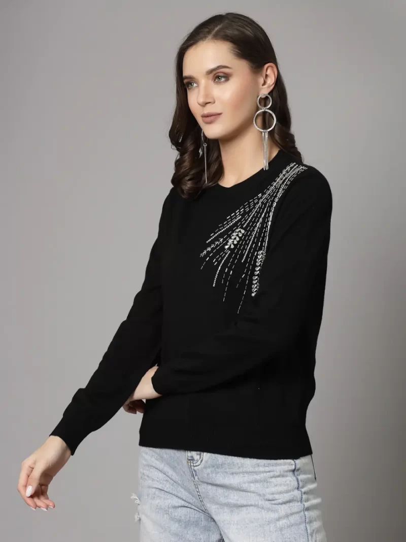 Embellished Round Neck Pullover