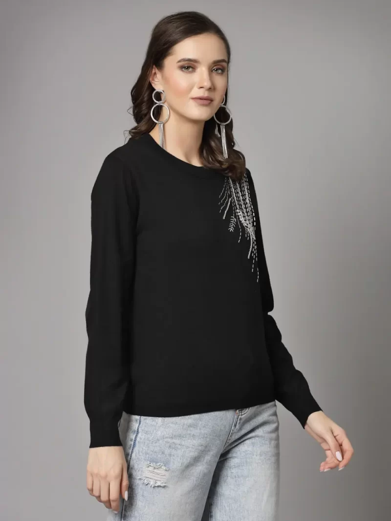 Embellished Round Neck Pullover