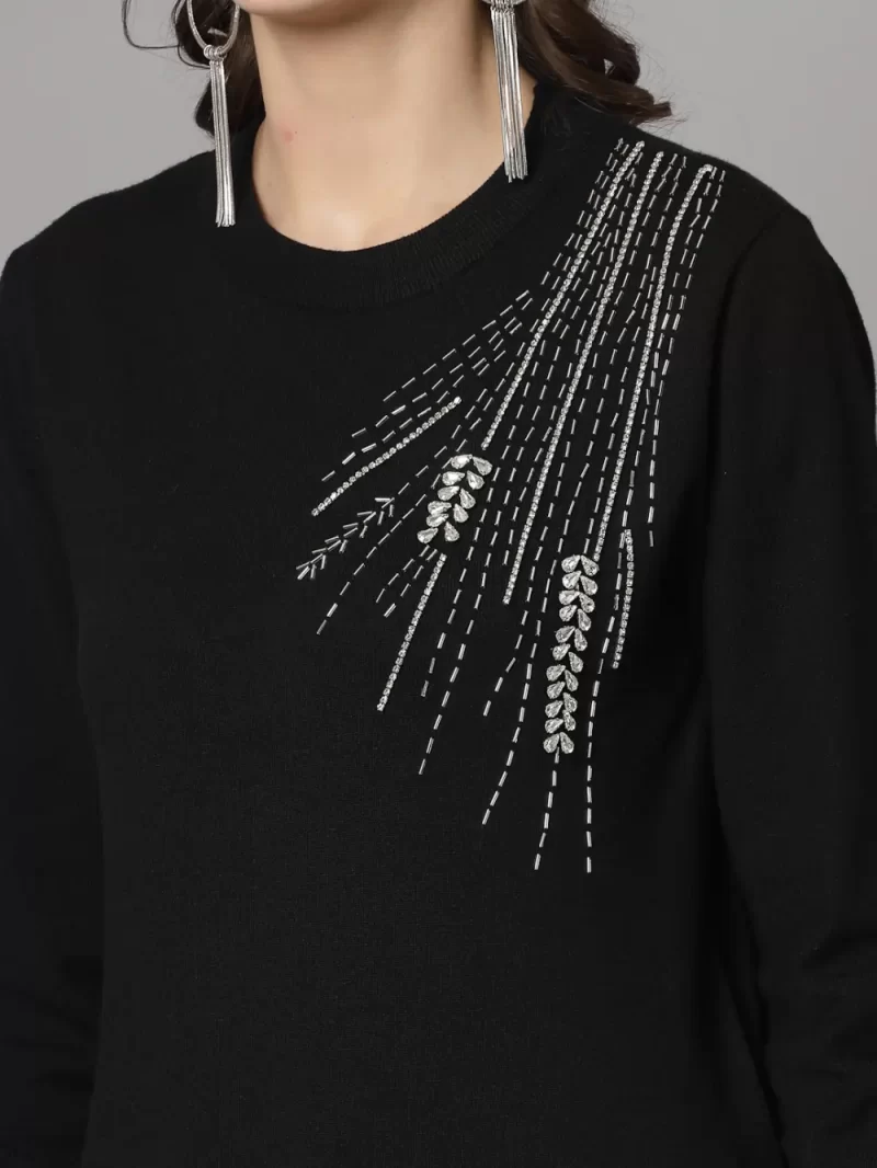 Embellished Round Neck Pullover