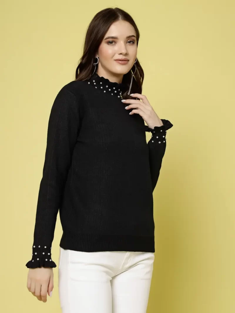 Embellished Studded High Neck Top