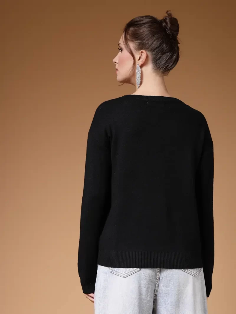 Mafadeny Women’S Stylish Knit Sweater With Floral Design