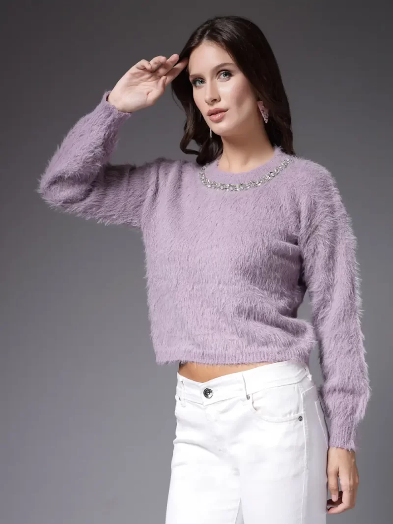 Embellished Detail Cropped Pullover