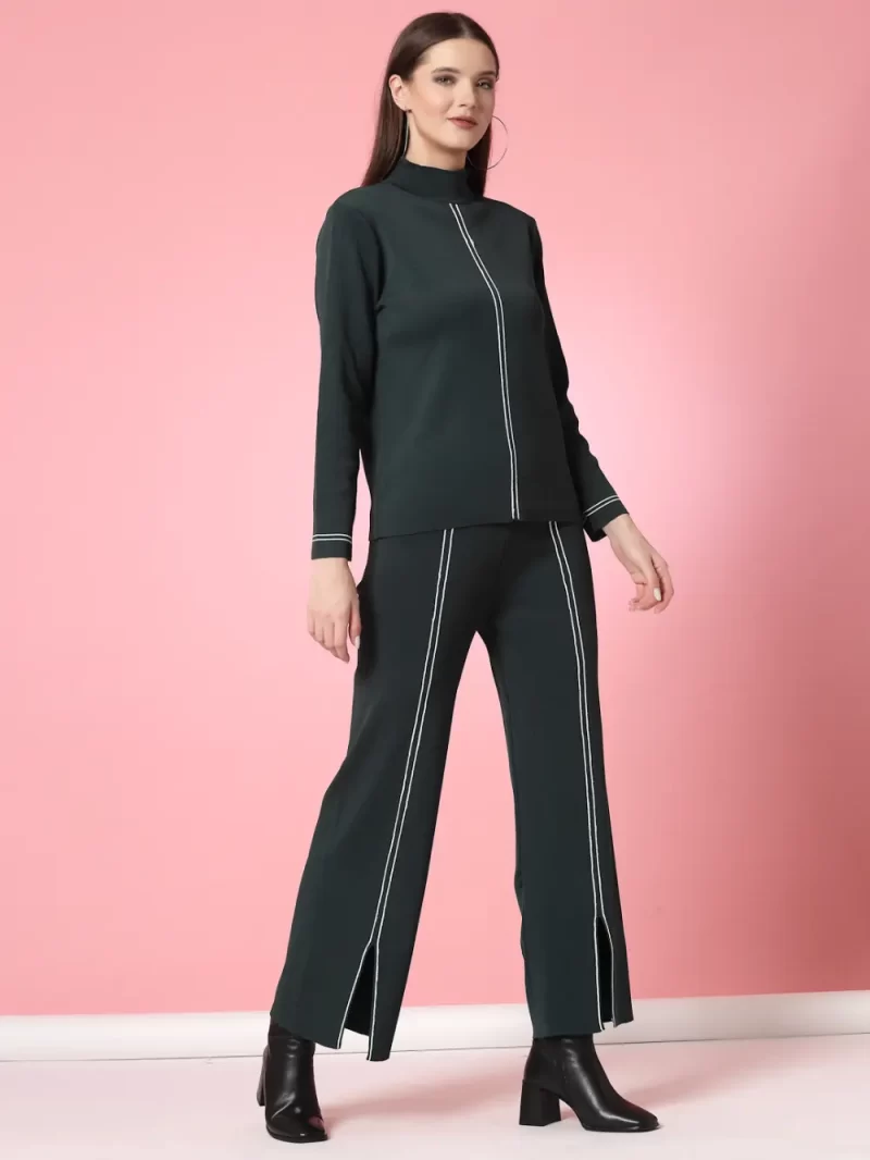 Mafadeny Women'S 2 Pcs High Neck Top With Palazzo Co-Ords