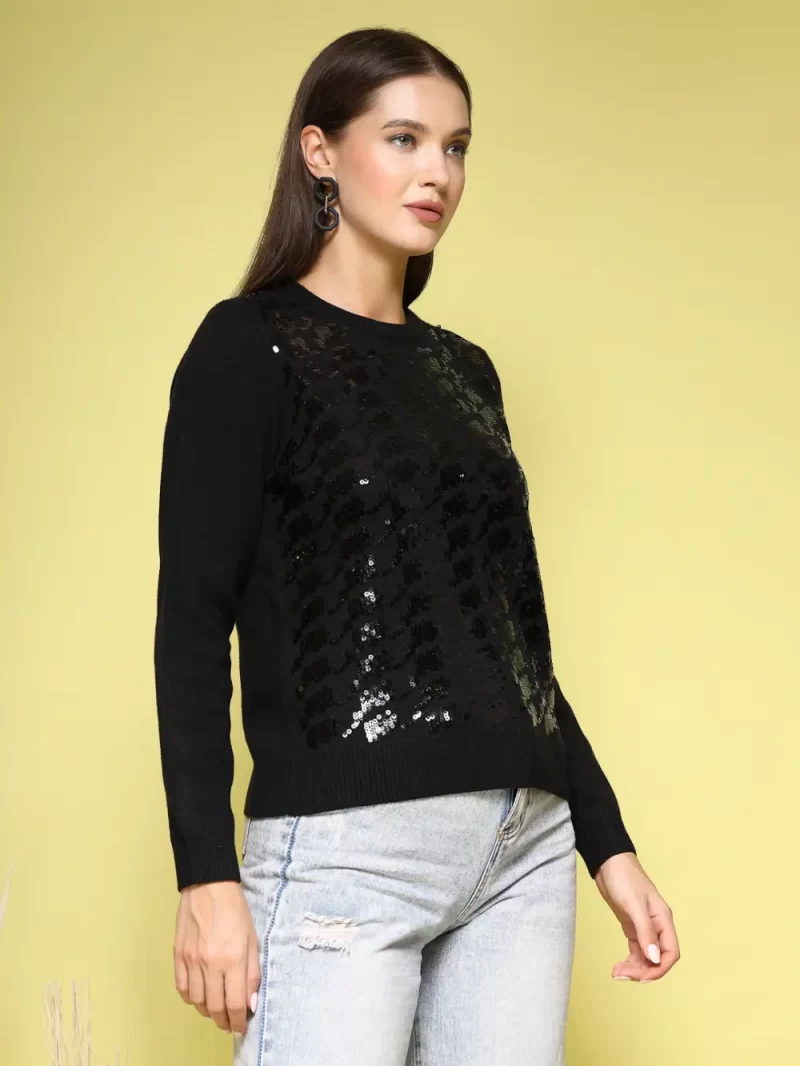 Women Self Design Round Neck Top