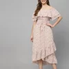 Mafadeny Women'S Off Shoulder Floral Printed Ruffle Midi Dress
