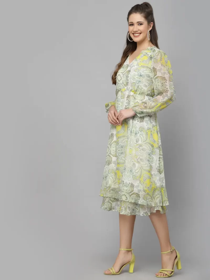 Mafadeny Women'S Paisley Print Flared Midi Dress