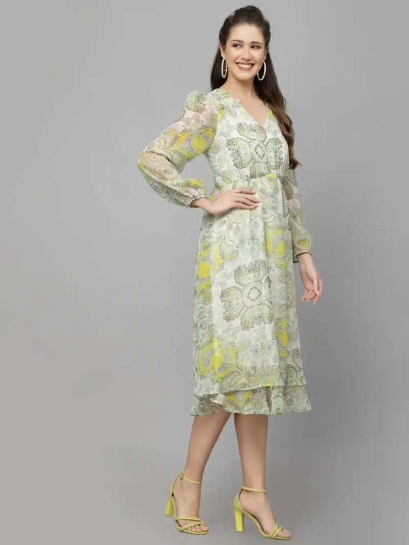 Mafadeny Women'S Paisley Print Flared Midi Dress