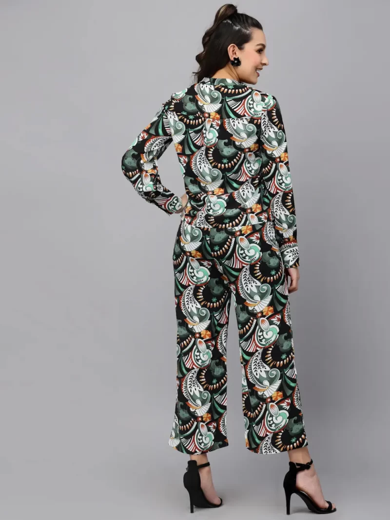 Mafadeny Women’S Abstract Print Bow-Neck Co-Ord Set