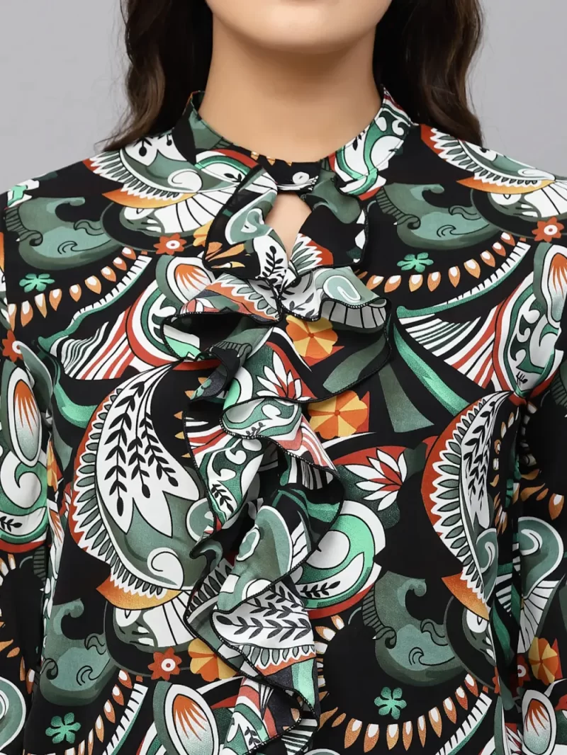 Mafadeny Women’S Abstract Print Bow-Neck Co-Ord Set