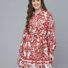 Mafadeny Women'S Printed Tie-Up Shirt Dress With Belt