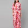 Mafadeny Women’S Abstract Printed Satin Co-Ord Set