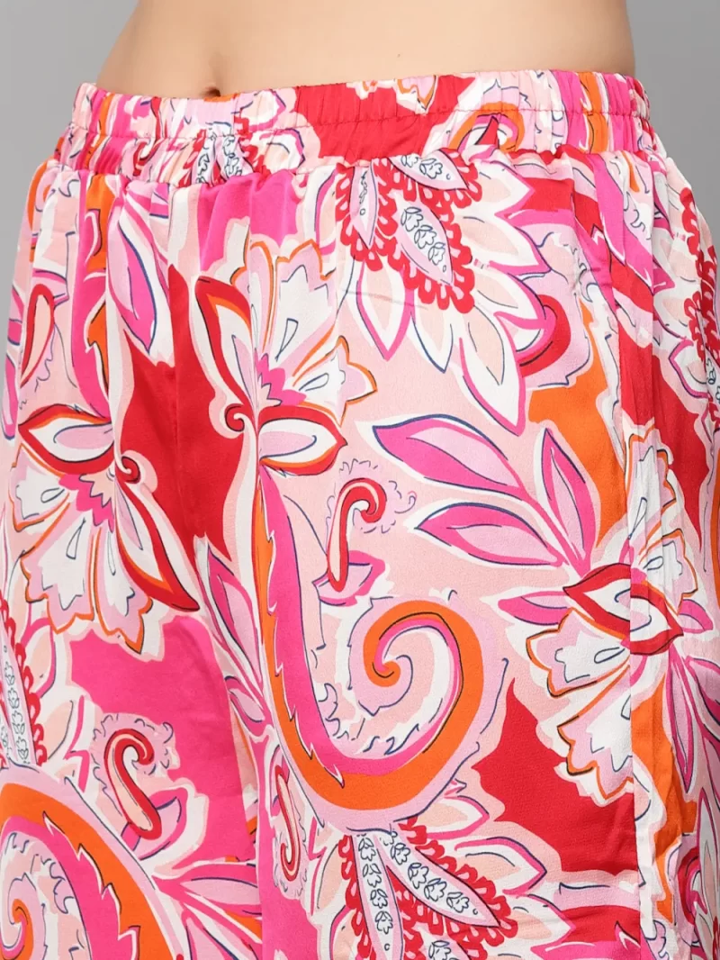 Mafadeny Women’S Abstract Printed Satin Co-Ord Set