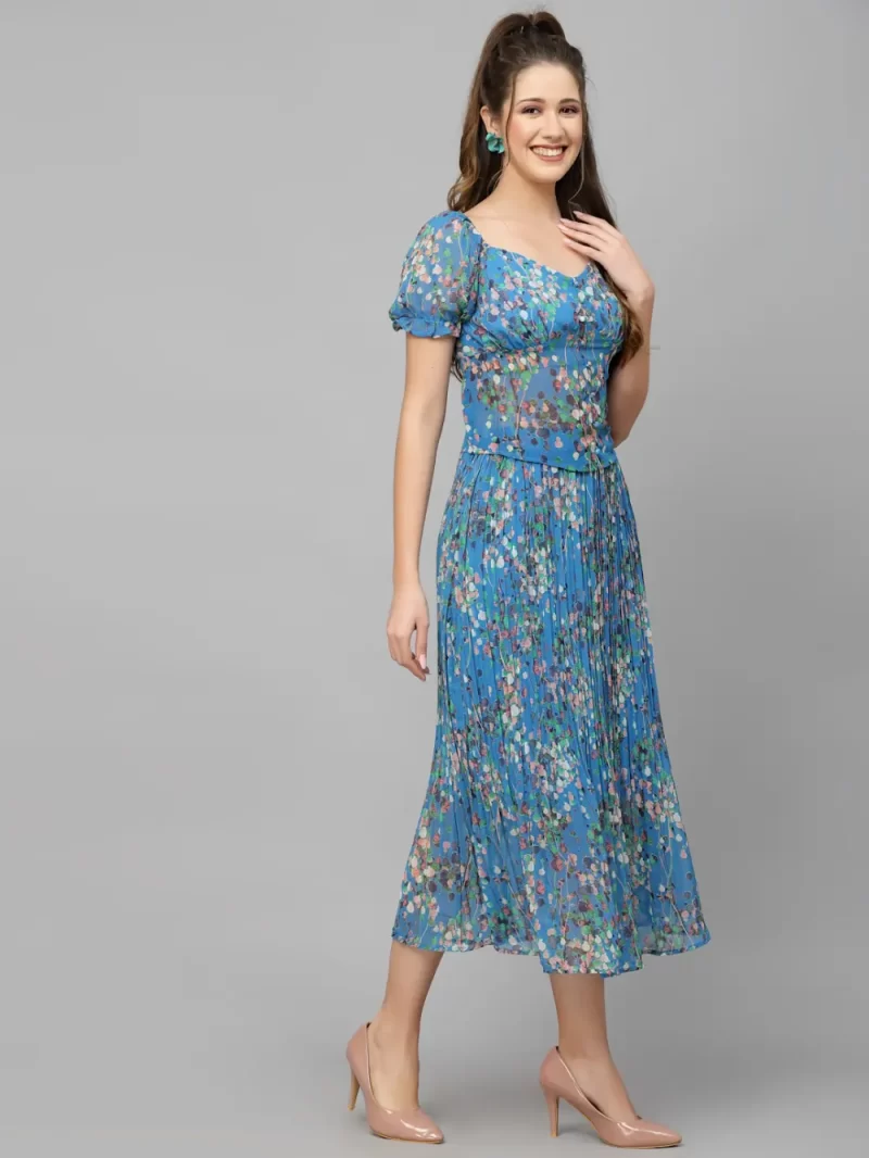 Mafadeny Women’S Floral Crop Top & Pleated Skirt Co-Ord Set