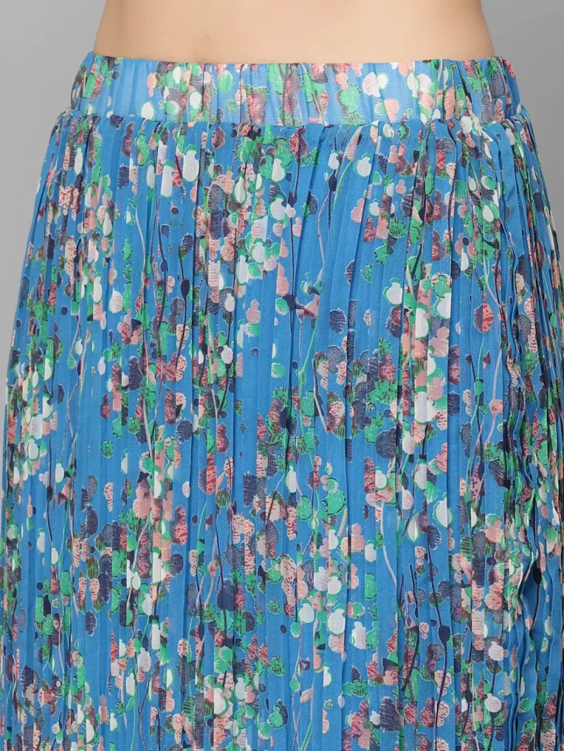 Mafadeny Women’S Floral Crop Top & Pleated Skirt Co-Ord Set