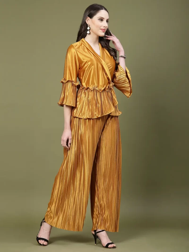 Mafadeny Women’S Pleated Co-Ord Set With Wrap Top