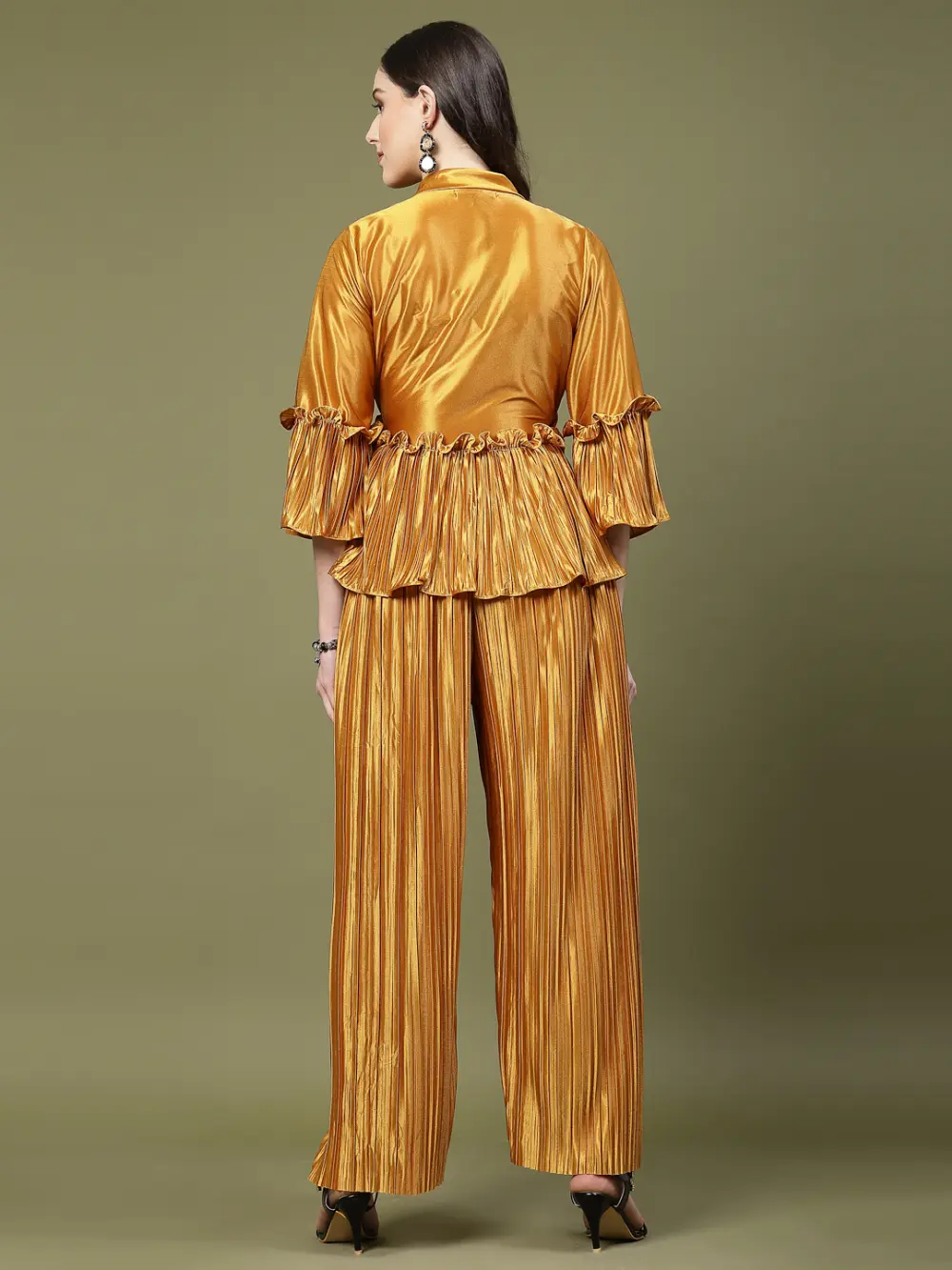 Mafadeny Women’S Pleated Co-Ord Set With Wrap Top