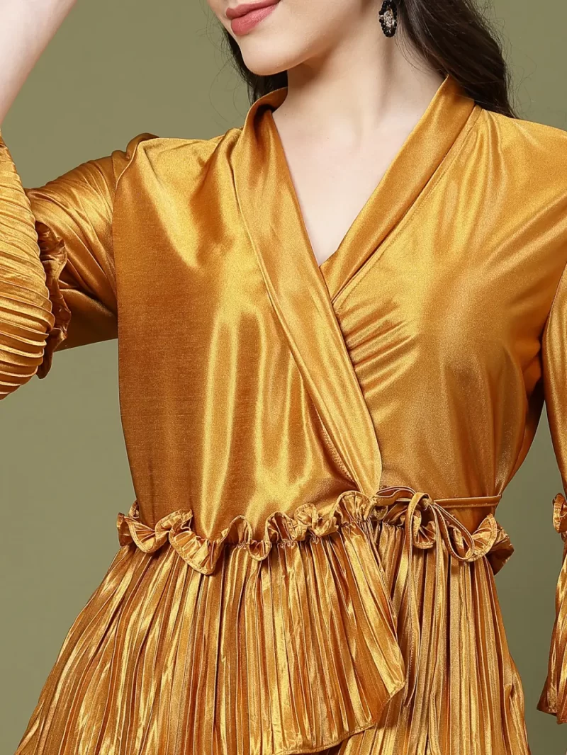 Mafadeny Women’S Pleated Co-Ord Set With Wrap Top