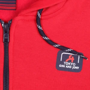 Gini And Jony Boys Red Graphic Print Cotton Knits Jacket Full Sleeves
