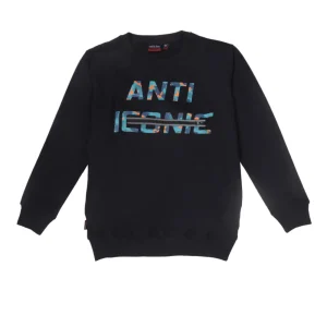 Gini & Jony Boys Black Graphic Cotton Sweat Shirt Full Sleeves