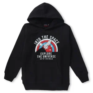 Gini & Jony Boys Black Printed Cotton Sweat Shirt Full Sleeves