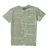 Gini And Jony Boys Olive Typographic Print Cotton T-Shirt Half Sleeves